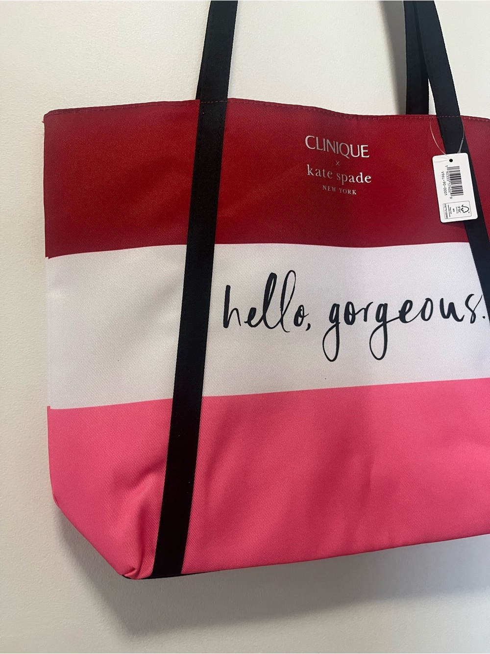 NWT Clinique x Kate Spade Hello Gorgeous Pink Red Tote Bag - Picture 3 of 7
